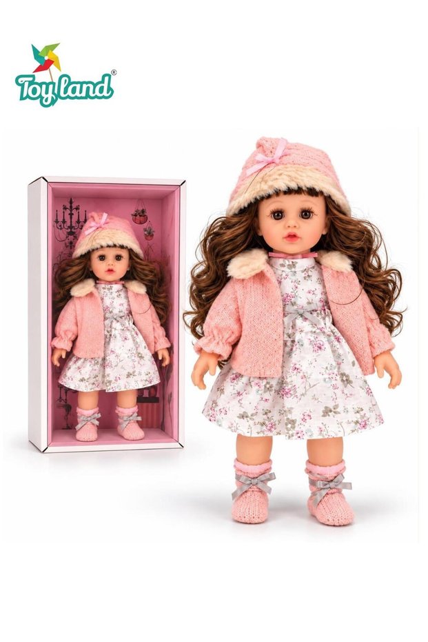 Girl Doll with Long Hair, Floral Dress, Knitted Cardigan, Winter Hat & Boots, Realistic Baby Girl Doll Toy for Kids, Dress-Up Pretend Play Companion, Princess Doll for Role Play & Gift