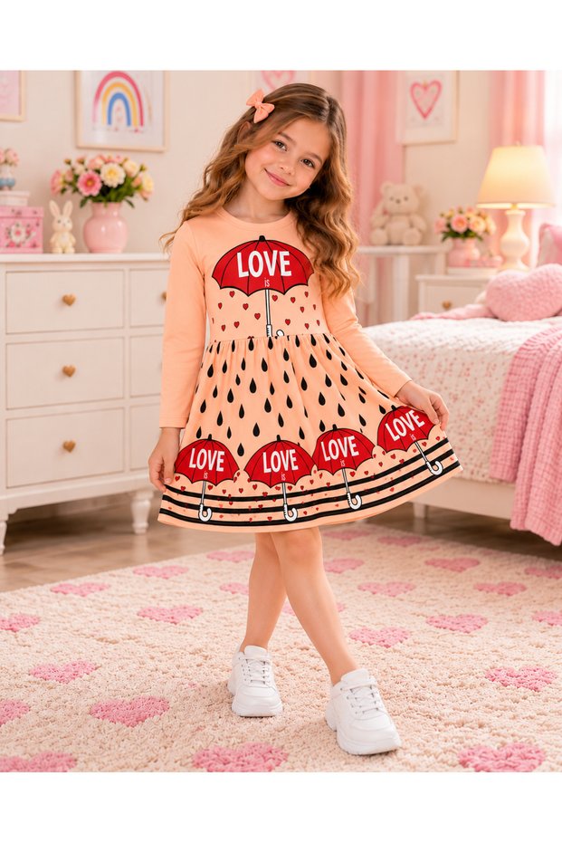 Combed Cotton Long Sleeve Dress
