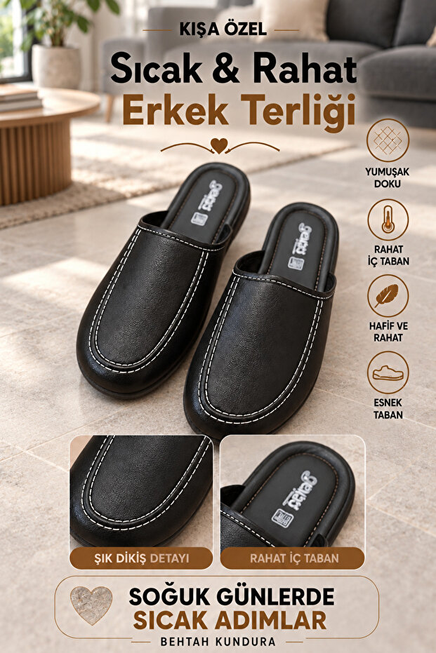 Men's Closed-Front Winter Slippers Daily Indoor Slippers Dowry Bohça