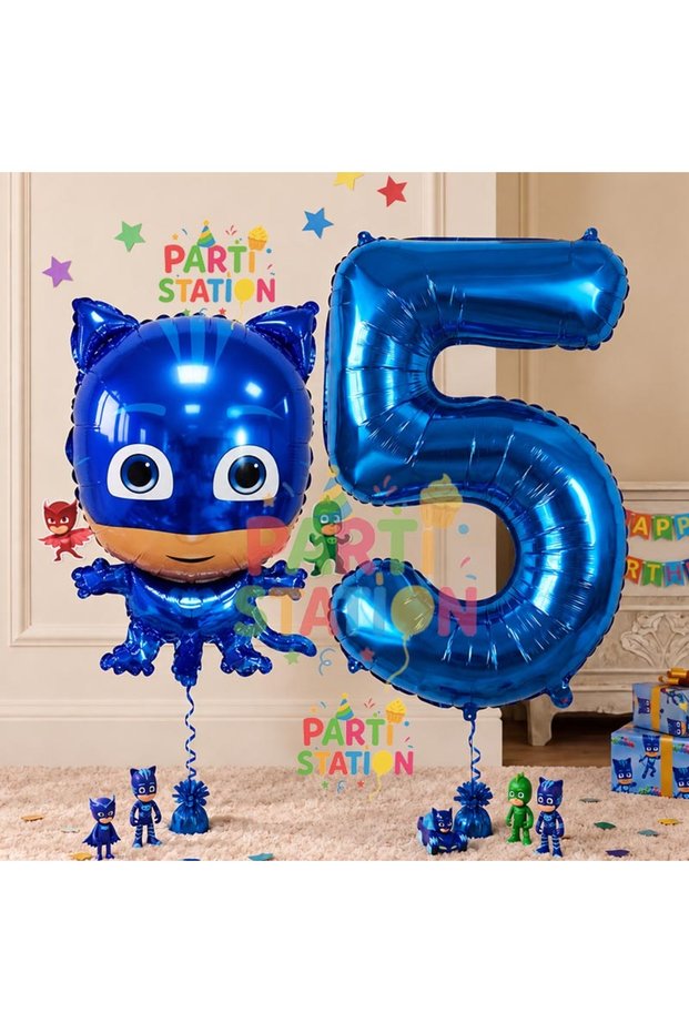 PJ Masks Catboy Balloon 5th Birthday Set PJ Masks Themed Balloons and Number Balloons