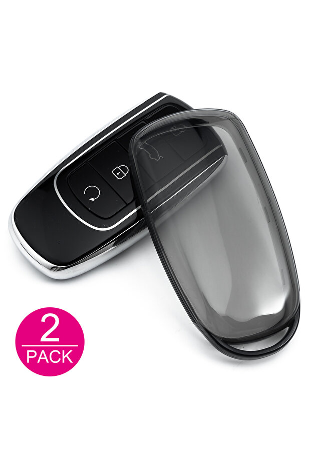 2x Key Case (Black) Slim Car Key Fob Case Cover Keychain For Chery Tiggo 7 8 Pro Max Omoda 5 C5 S5 O
