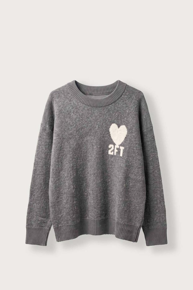 Men's Patterned Oversize Knitwear Sweater Anthracite