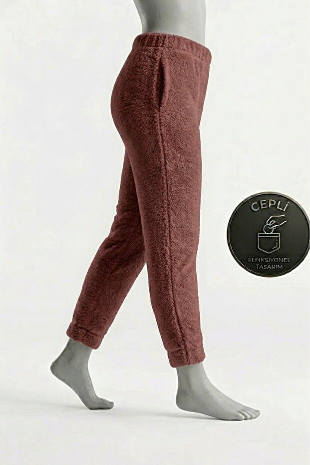 Pocketed Luxury Fluffy Fleece Winter Pajama Bottoms with pockets