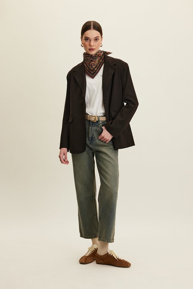 Classic cut blazer jacket bitter brown