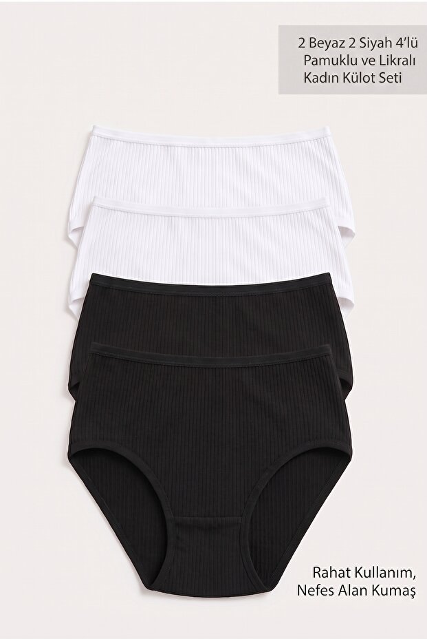Women's Ribbed Cotton Lycra Soft Textured Panties Set for Daily Use