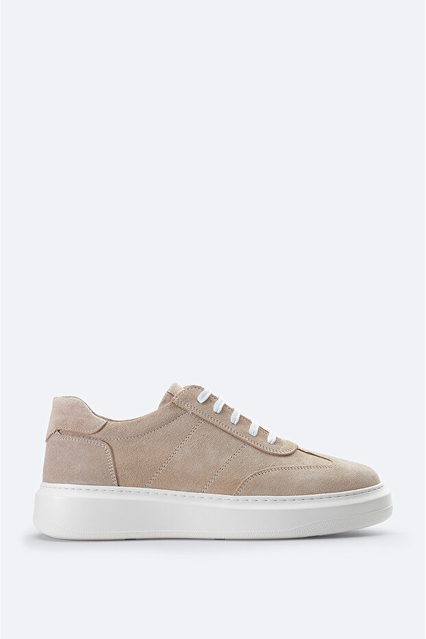 Beige Casual Shoes - 100% Suede Leather, Flexible Sole B 008002