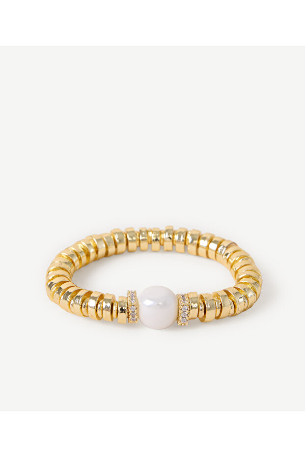Pearl and Glass Stone Detailed Bracelet