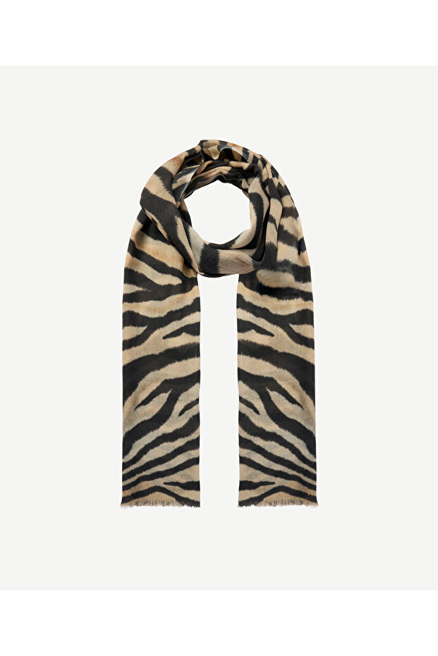 Zebra Patterned Wool Shawl