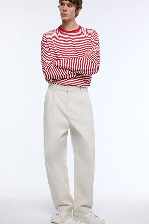 Balloon Fit Pile Detailed Long Length Trousers H9804Ax26Wn