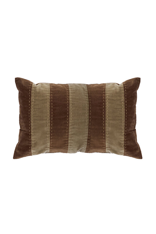 Line Patterned Velvet Rectangular Pillow (40X60 cm)
