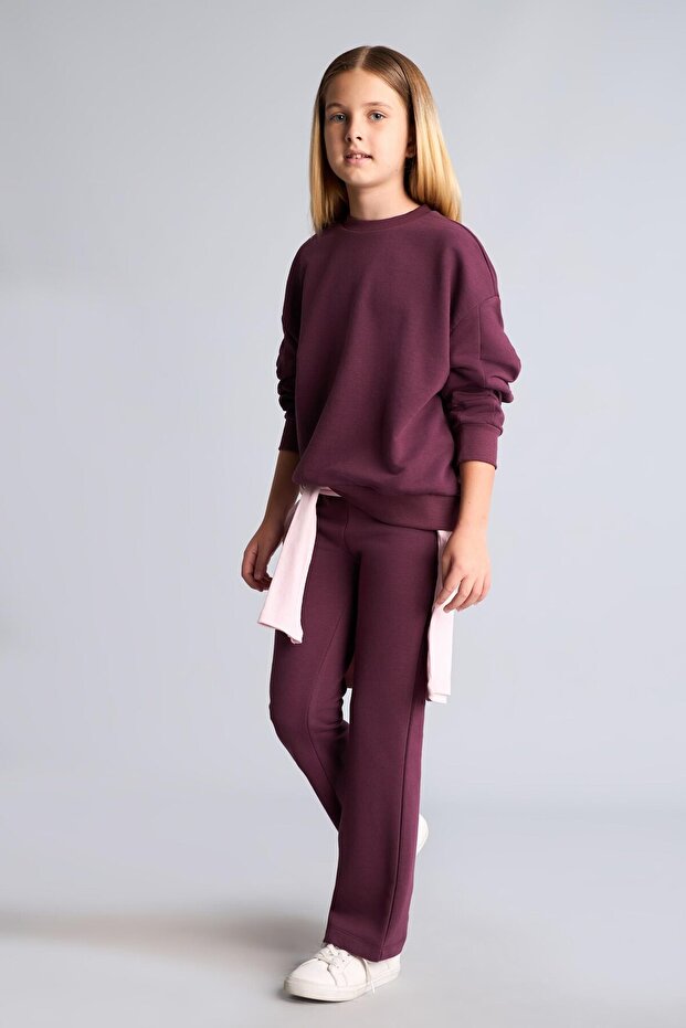 Crew Neck Sweatshirt and Ribbed Trousers 2-Piece Set for Girls I3868A826Au