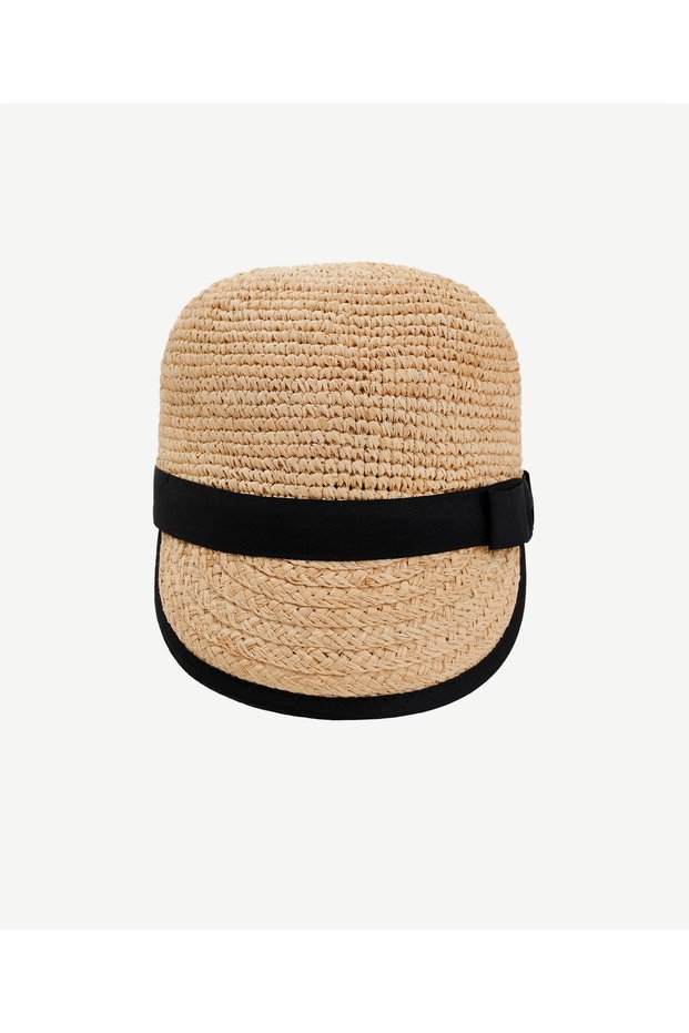 Raffia Hat with Knitted Detail