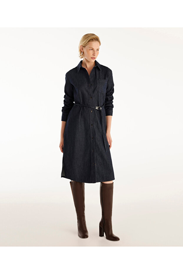 Denim Dress with Belt Detail
