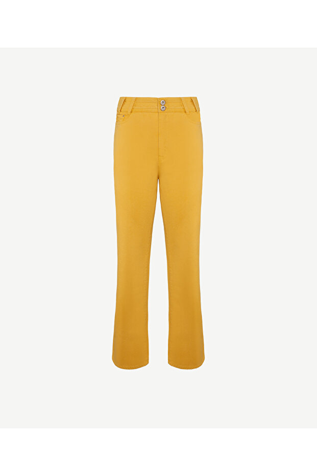 Cropped Fit Non-Denim Pants with Belt Detail