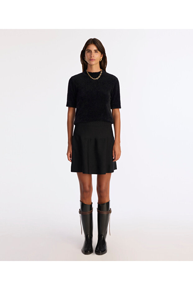 Flounced Short Knitwear Skirt