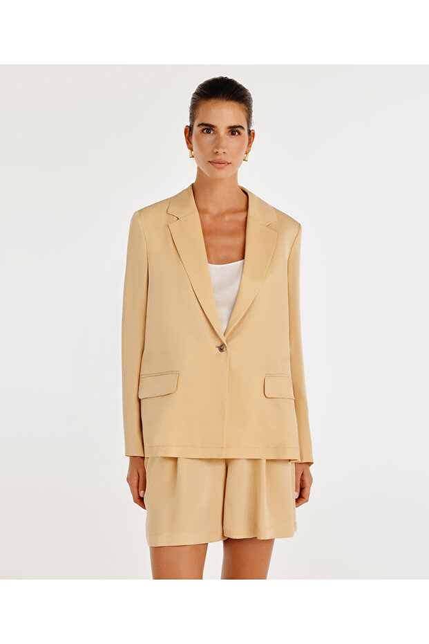 Single Button Long Sleeve Jacket