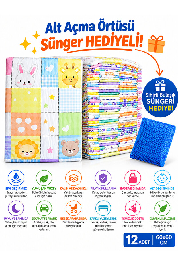 Fluffy Underpads 6+6 12 Pieces 60*60 cm Easy to Use