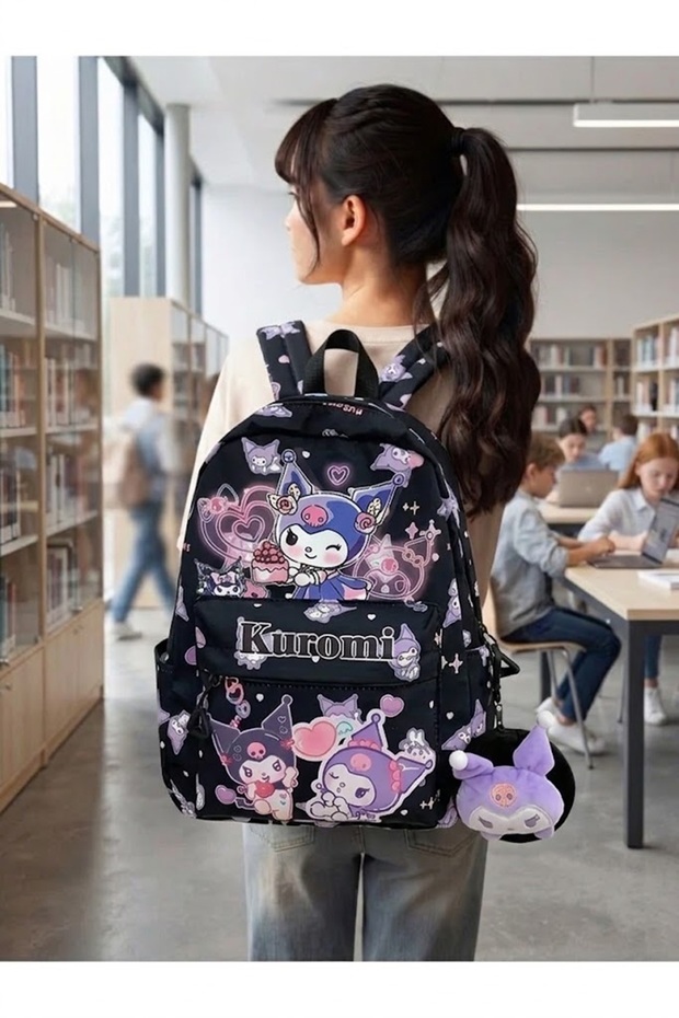 For Kuromi Large Capacity Backpack for Sanrio - Durable Oxford Cloth, Straps, Purple