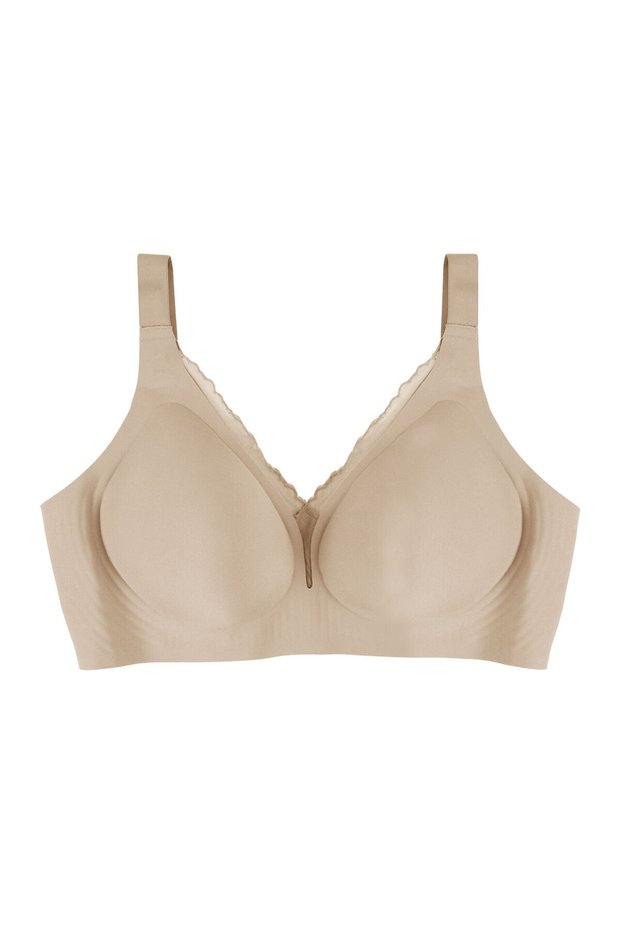 Women's Plus Size Seamless Tulle Detailed Laser Bra (Removable Padded Wire-Free Bra)
