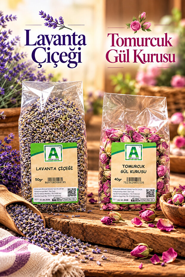 Presentation Set – Bud Dried Rose & Lavender Flower (Set of 2 Natural Plants)