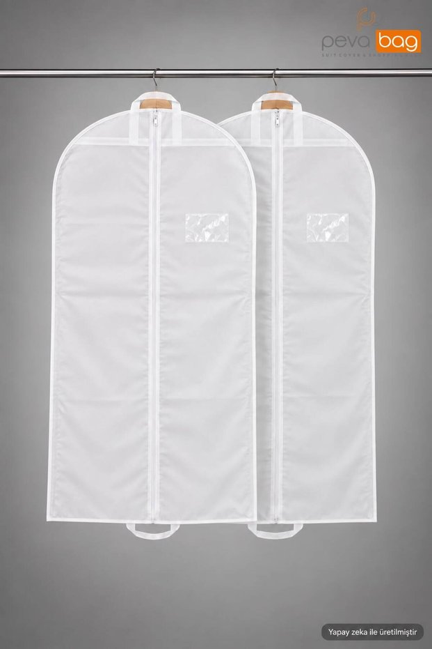 (2 Pcs) Wedding Dress and Evening Dress Cover (Gamboç) / 70X80+20 cm 80 Gr White