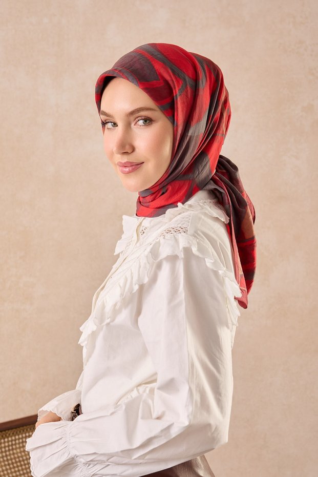 Velora Scarf Abstract Dark Red