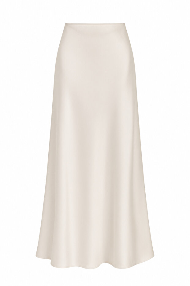 High-Waisted Maxi Satin Skirt with Elastic Waistband