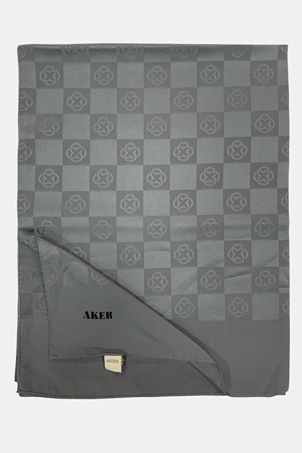 Gray Monogram Shawl - New Checkerboard Pattern - 973