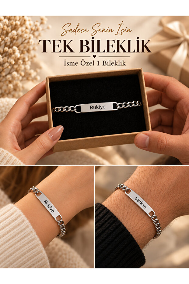 Non-Tarnish Steel 1 Piece Bracelet Unisex Lover Friend Date Name Written