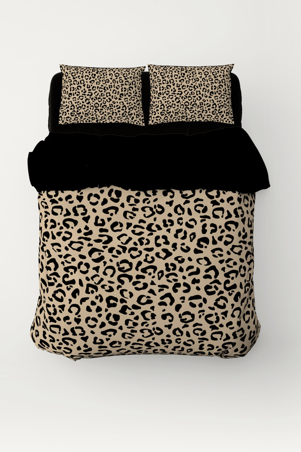 Golden Leopard - Leopard Pattern Double Hybrid Duvet Cover Set - Without Sheets