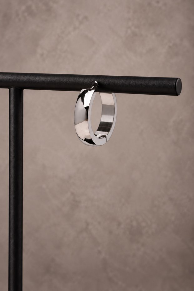 Bomb Cut 14mm X 4mm Steel Interlocking Hoop Earring