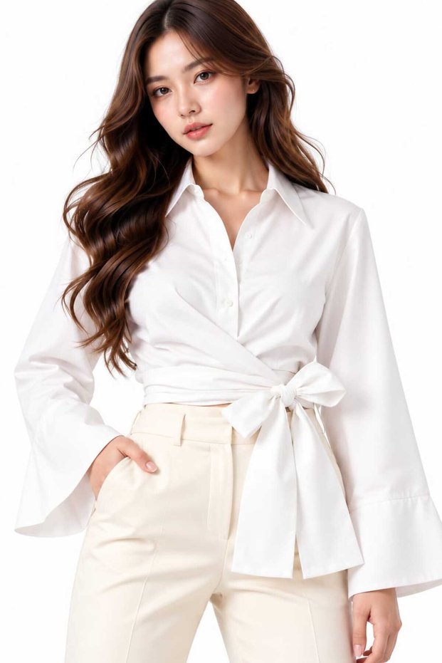 Tie-Up Shirt Trendy Buttoned Shirt