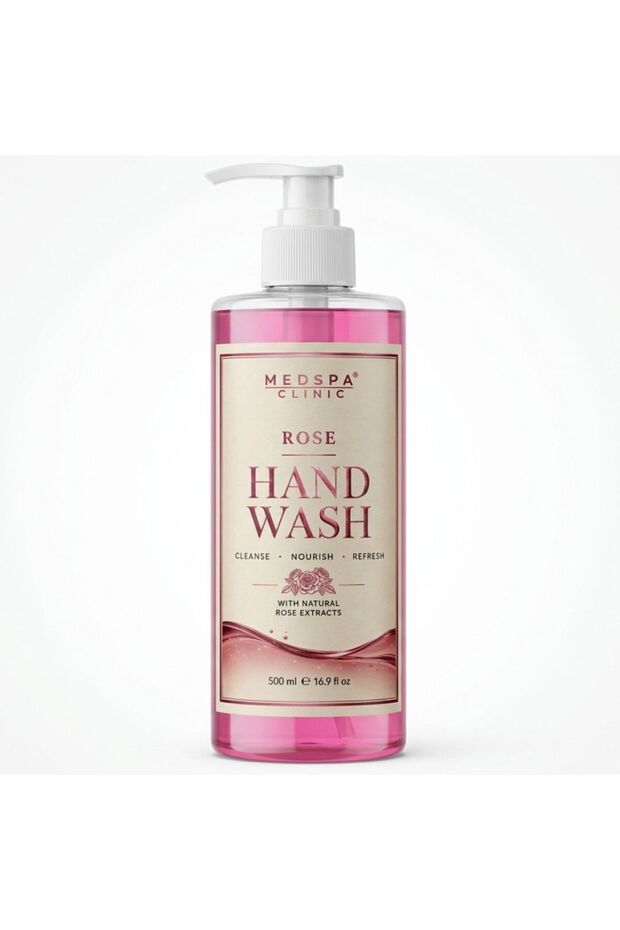 Rose Hand Wash 500ml – Nourishing Liquid Hand Soap with Natural Rose Extracts, Luxury Floral Pump Bottle for Bathroom & Kitchen