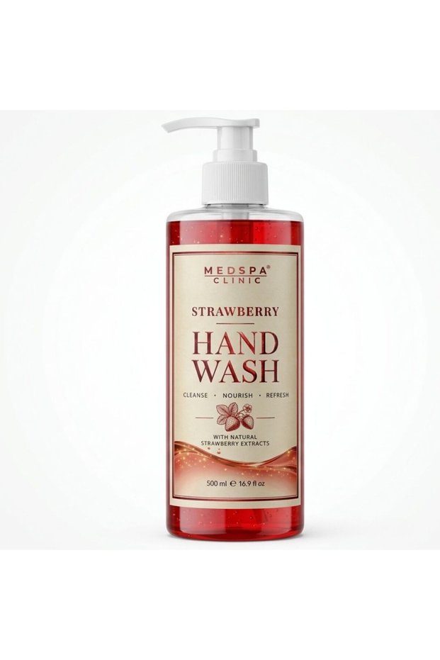 Strawberry Hand Wash 500ml – Fruity Liquid Hand Soap with Natural Strawberry Extracts, Sweet Fresh Scent, Nourishing Pump Bottle