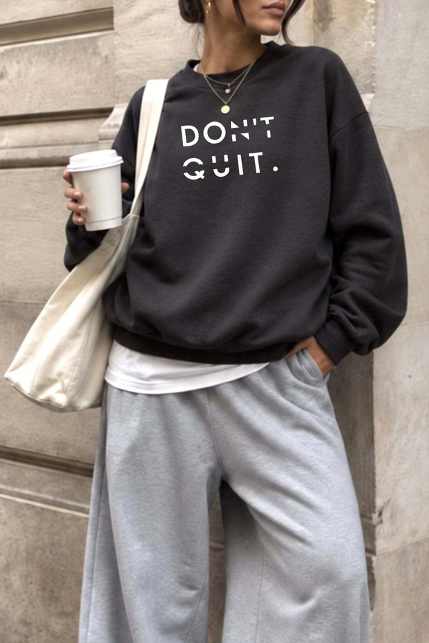 Women's Premium Fabric 3 Thread Raster Slogan Printed Sweatshirt