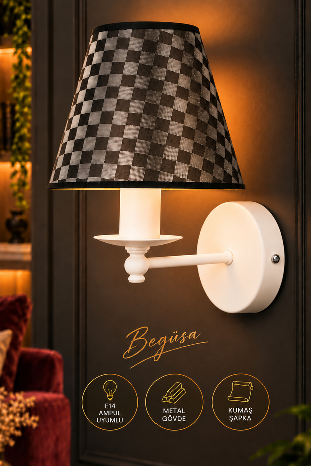 Elina Wall Sconce White No:09, Modern Wall Sconce, Decorative Sconce, Wall Lighting, Living Room, Bedroom and Hallway Lighting