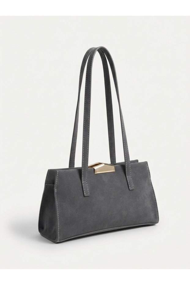Women's Gray Melly Model Baguette Shoulder Bag
