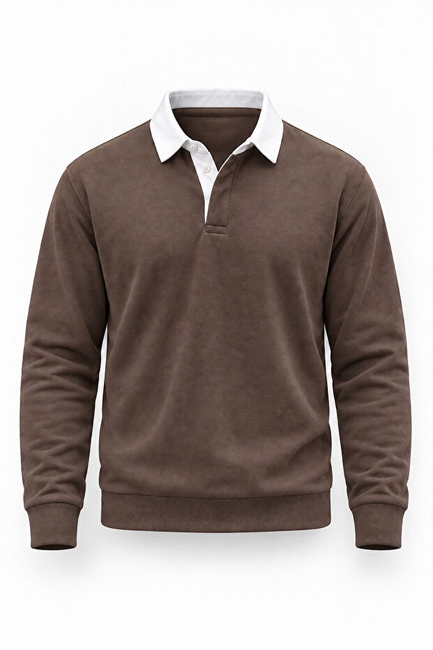 Luis Polo Yaka Thessaloniki Knitted Fabric Men's Sweatshirt - Brown