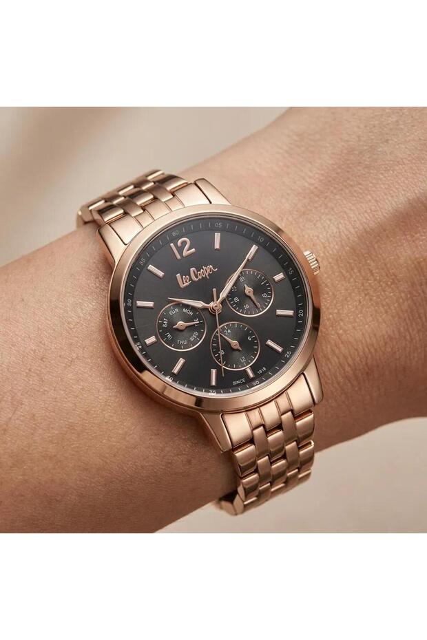 Rose-Gold Black Women's Watch - Steel Band Lc06956.560