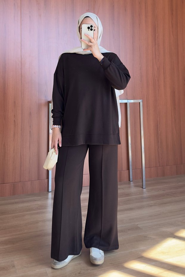 Oysh Modal Fabric Oversize Hijab Tunic Set 2020 Brown