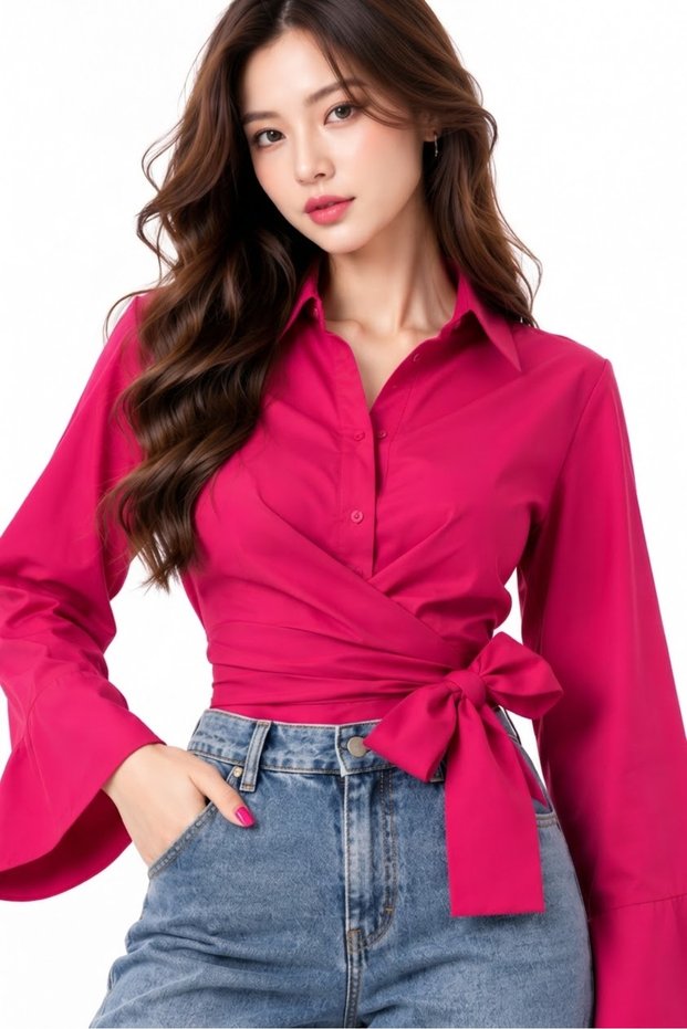 Tie-Up Shirt Trendy Buttoned Shirt