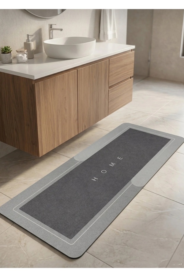 1 Piece Blue and Gray Magic Water Absorbing Base Long Mat 40*120 / Super Absorbent Non-Slip Base