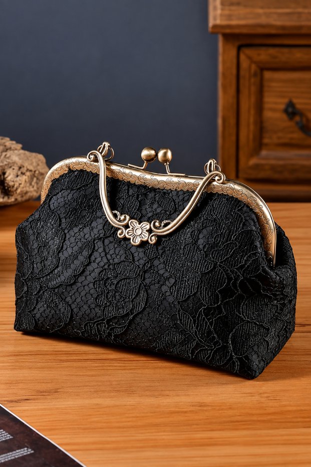 Famels/ French Black Lace Black Stylish and High Quality Shoulder Bag, Women's Shoulder Bag Evening Dress Bag