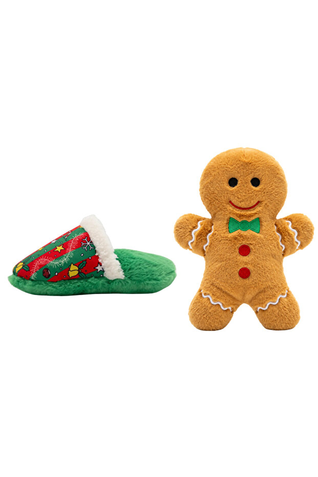 Christmas Cookie & Slipper Plush Dog Toy Set – Dog Toy with Sound and Food Storage