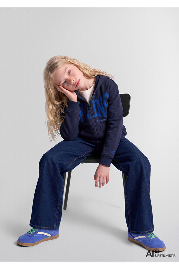 Logo Printed Navy Blue Sweatshirt 7S20067-84371