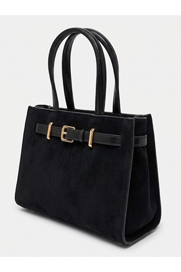 Women's Orchid Model Suede Belt Detailed Adjustable Strap Hand and Shoulder Bag