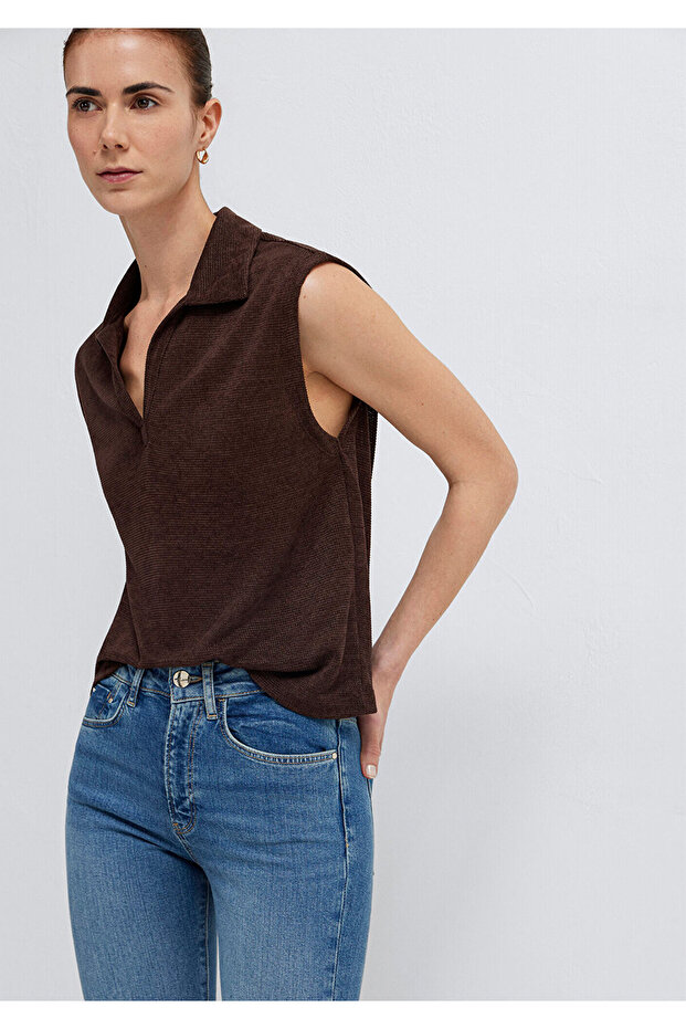 Textured Brown Polo T-Shirt Semi Slim Fit 1613952-70236