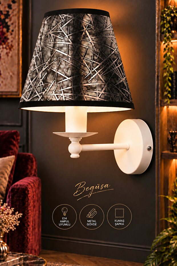 Elina Wall Sconce White No:07, Modern Wall Sconce, Decorative Sconce, Wall Lighting, Living Room, Bedroom and Hallway Lighting