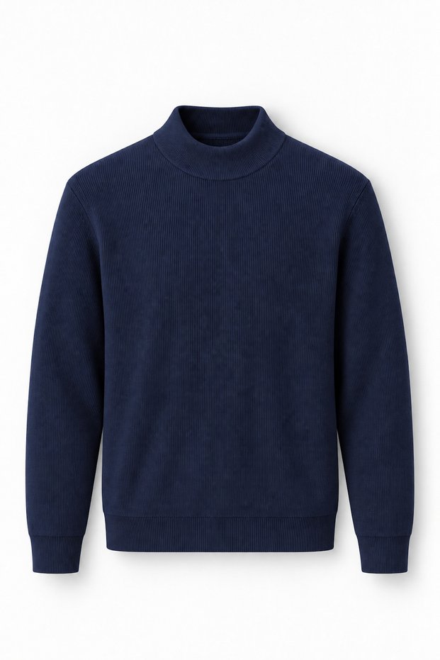 Peck Half Turtleneck Thessaloniki Knitted Men's Sweater - Navy Blue