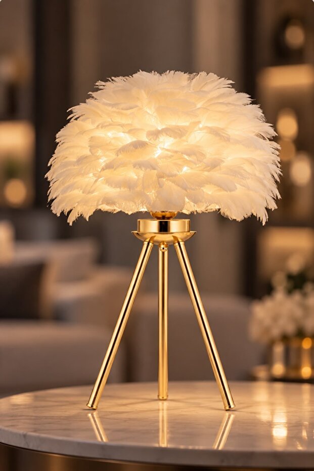 Istanbul Chandelier Lampshade Gold White Camel Feather Luxury Modern Feather Lampshade